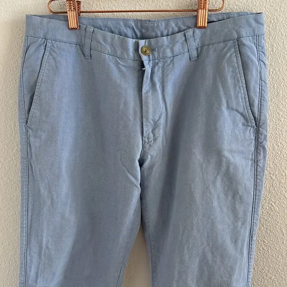 Bonobos Slim Straight Men's Pants White Blue Dots Career Casual Business 32 X 32